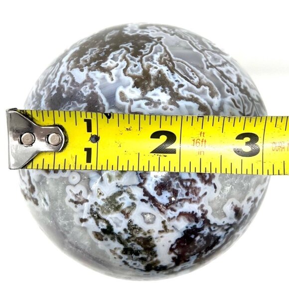 HUGE RARE purple Moss Agate Druzy Sphere Carving Natural Stone Crystal NEW - Picture 8 of 8
